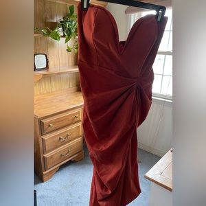 Orange Midi Strapless Pretty Little Thing Dress with Slit